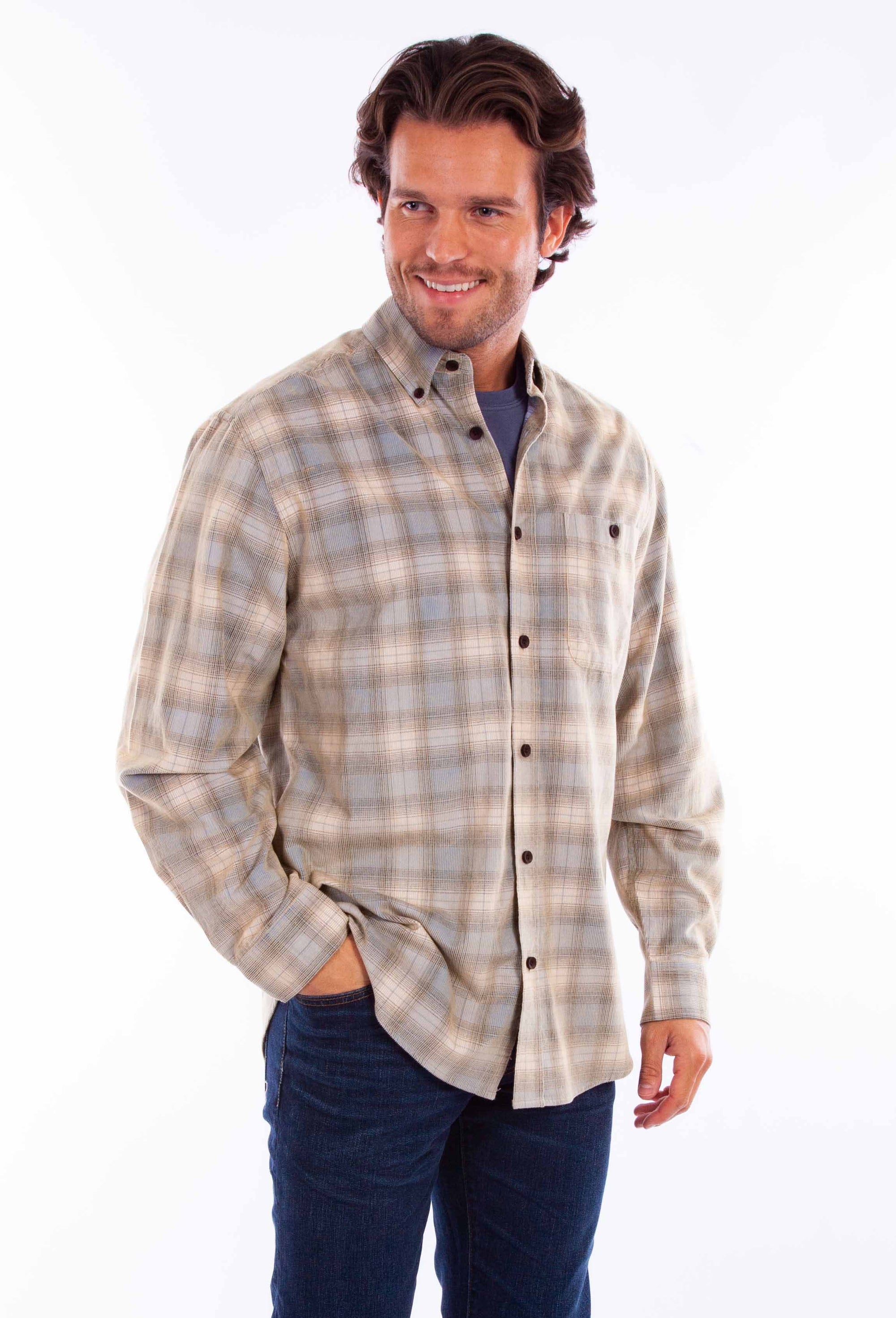 Corduroy Plaid Shirt - 5358