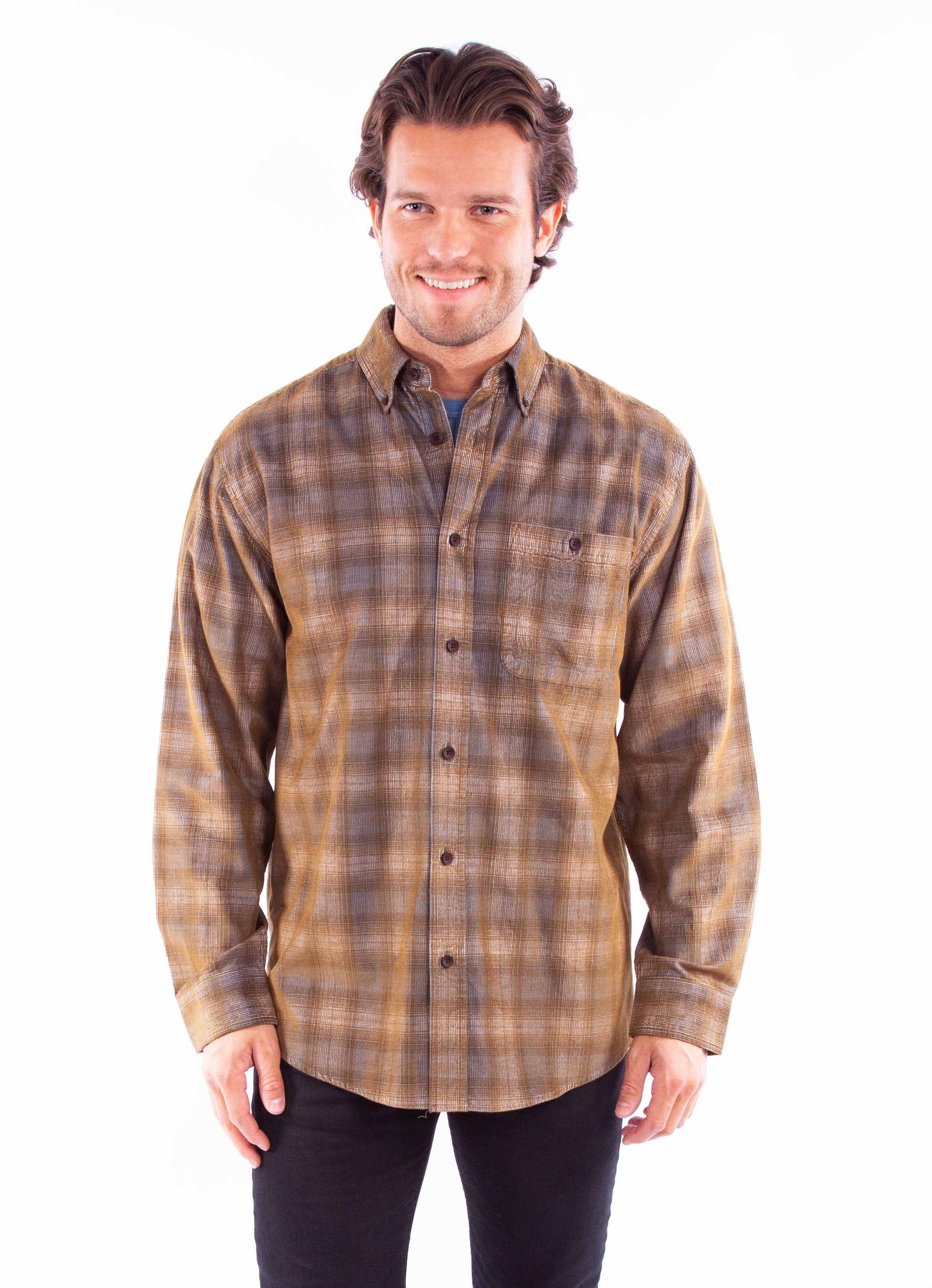 Corduroy Plaid Shirt - 5359