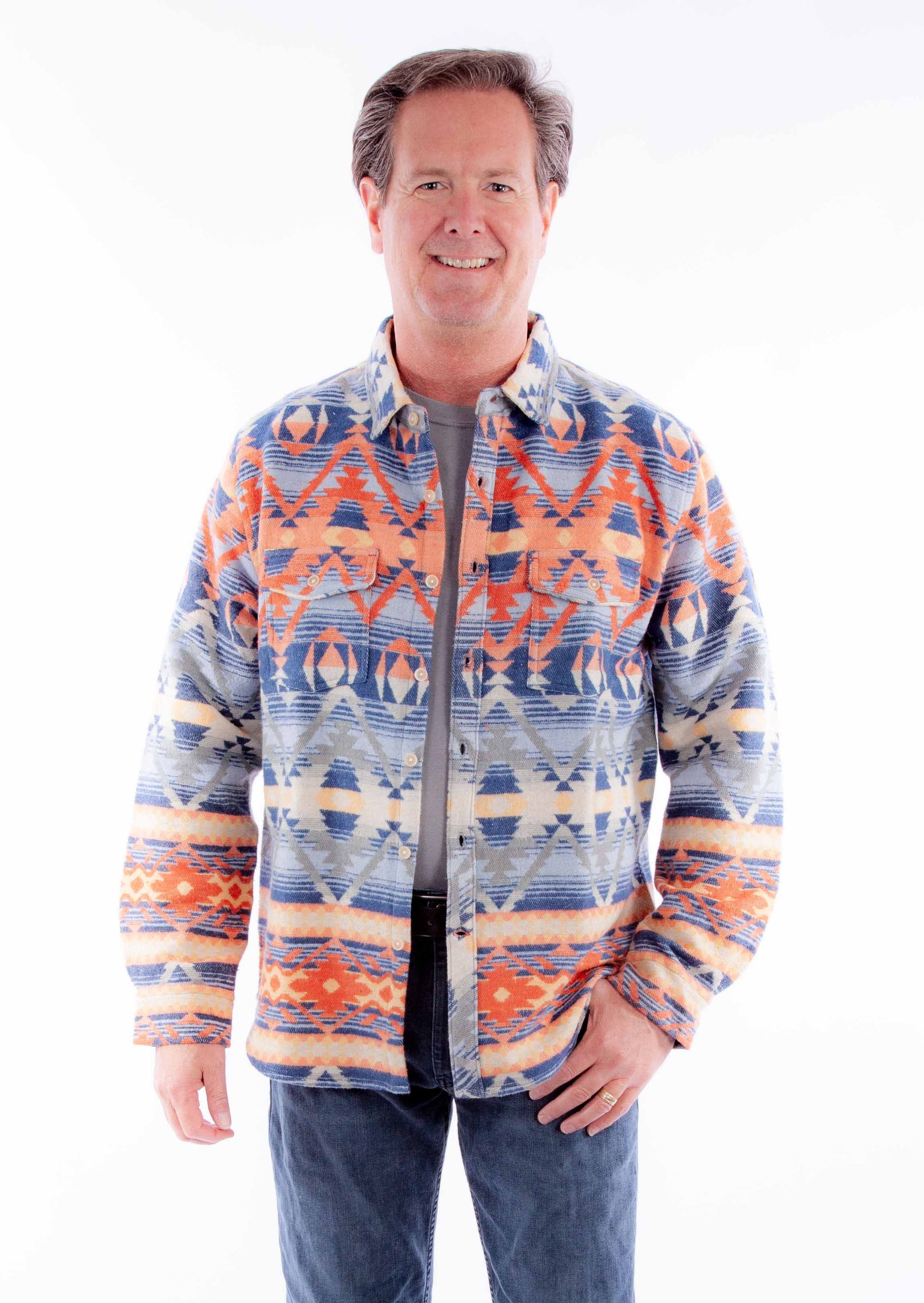 Aztec Pattern Shirt-jacket - 5364
