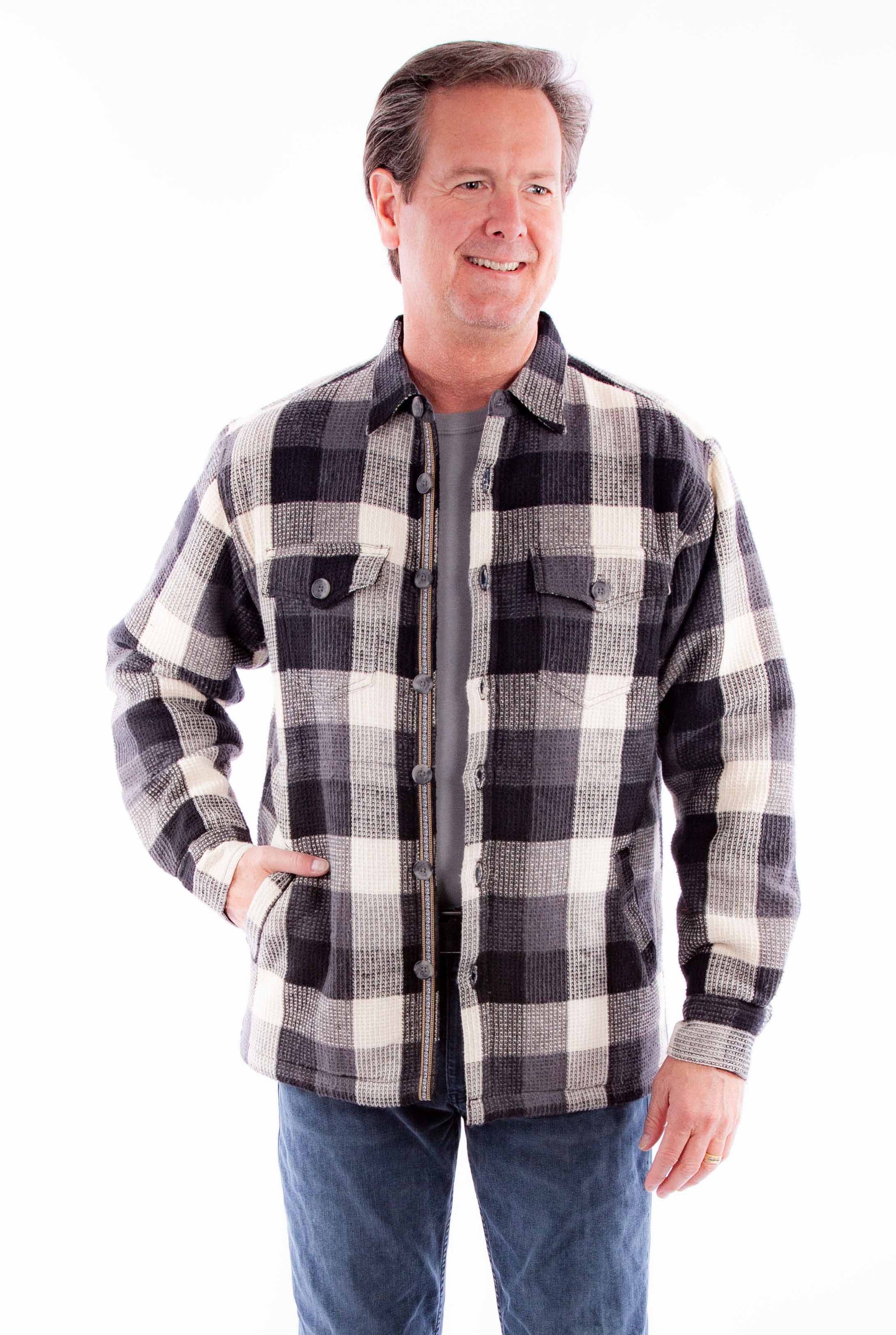 Basket Weave Check Shirt-jacket - 5365
