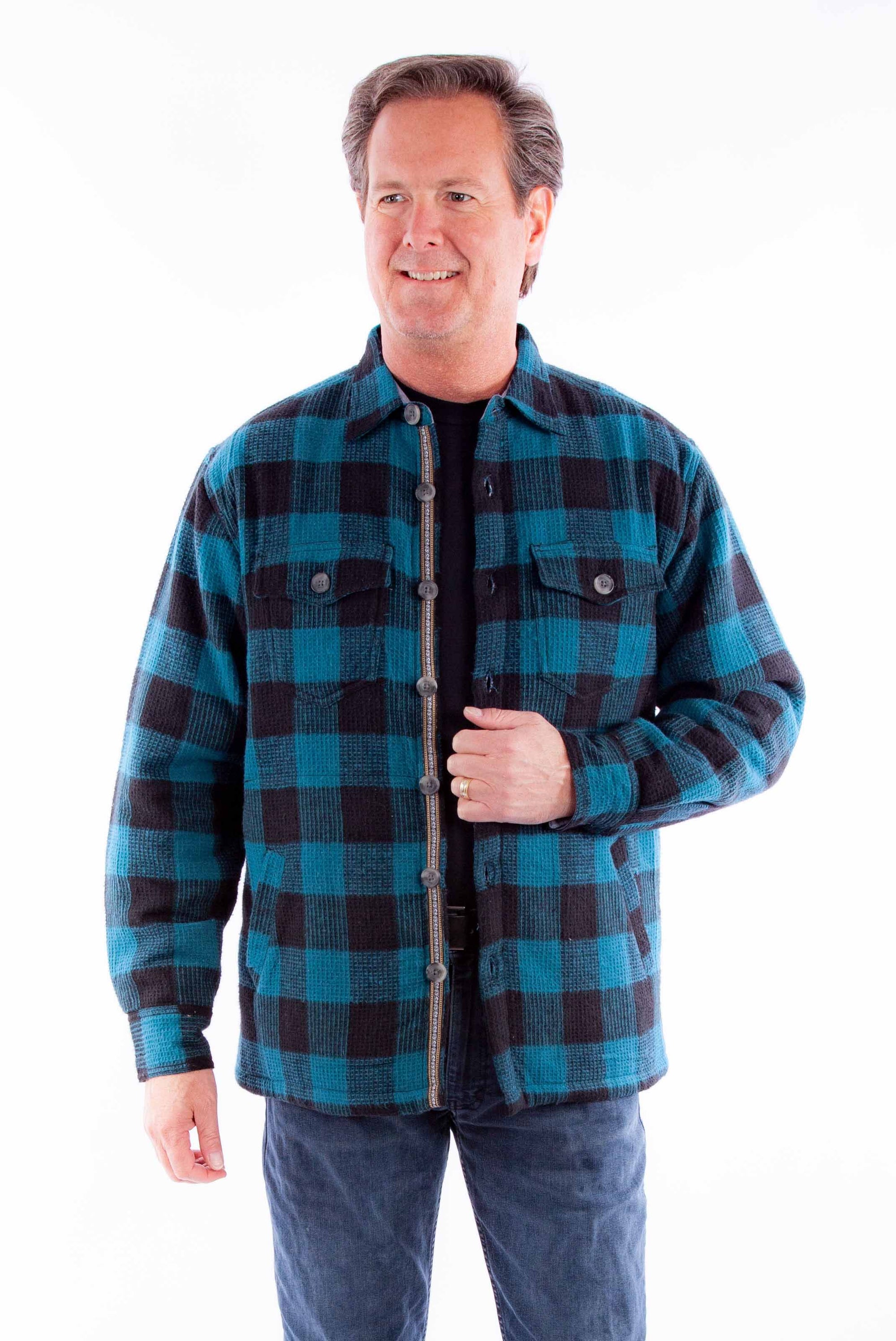Basket Weave Check Shirt-jacket - 5365