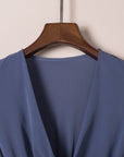 Deep V-Neck Knotted Front Layered Flare Mini Dress