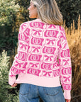 Western Bows & Horseshoes Long Sleeve Sweater