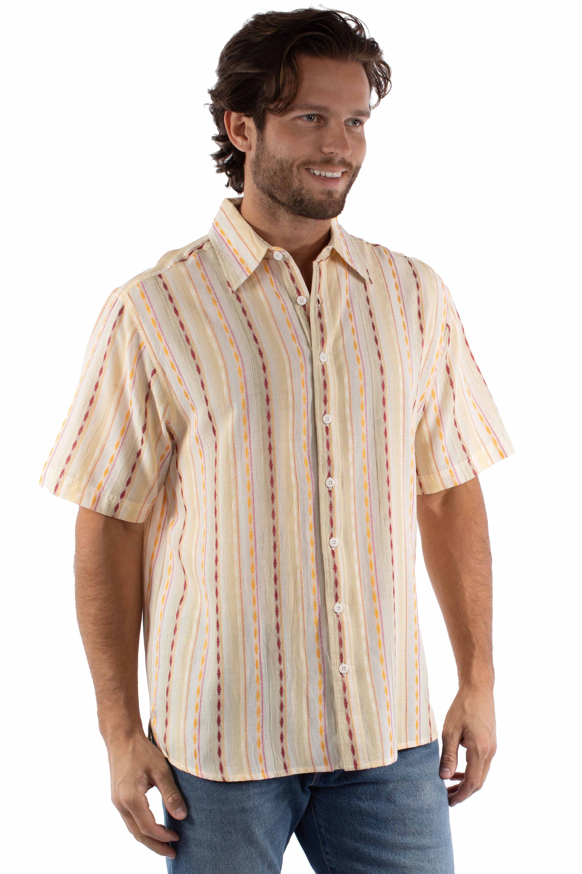 Short Sleeve Diamond Stripe Shirt - 5383