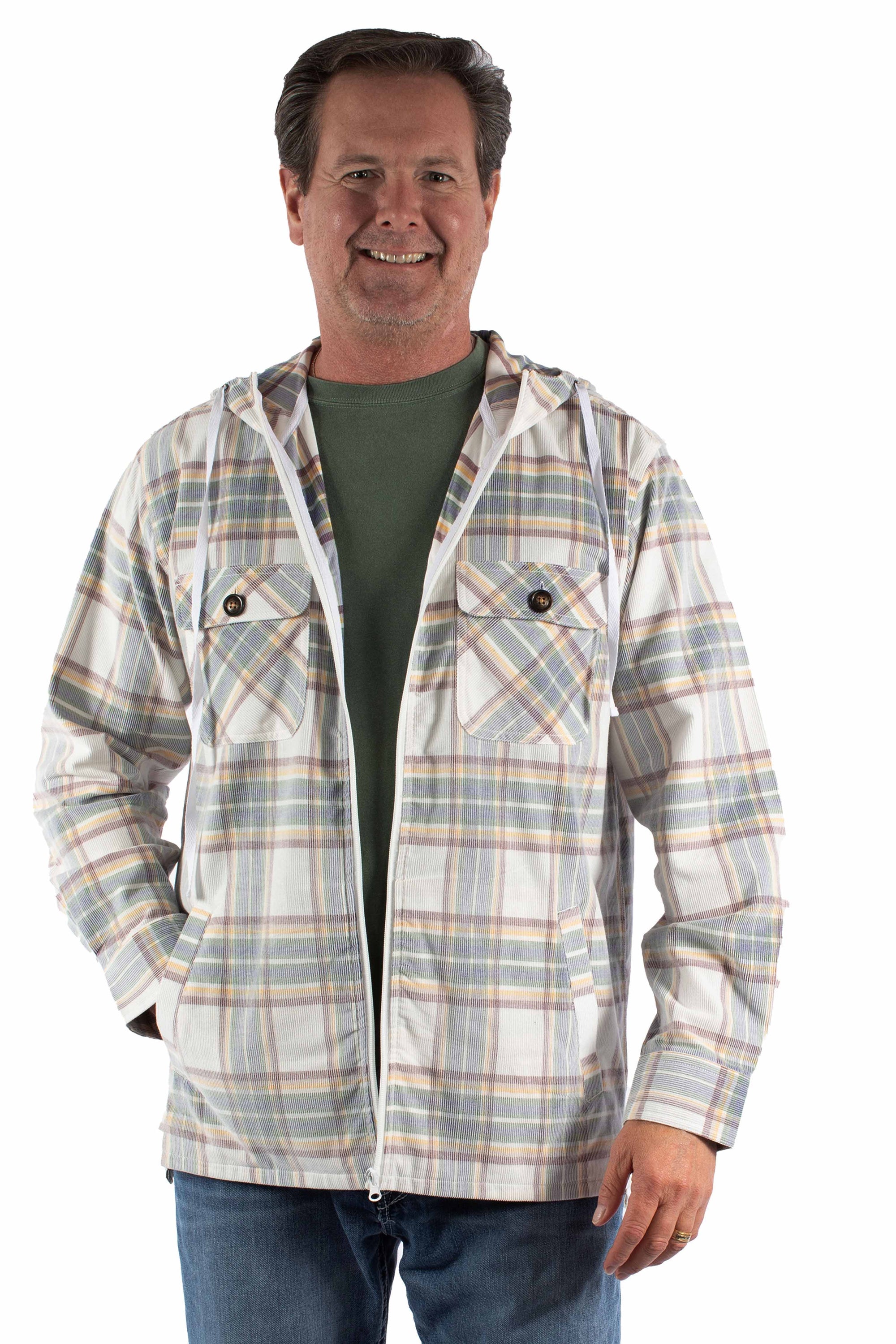 Unlined Corduroy Hoodie - 5389
