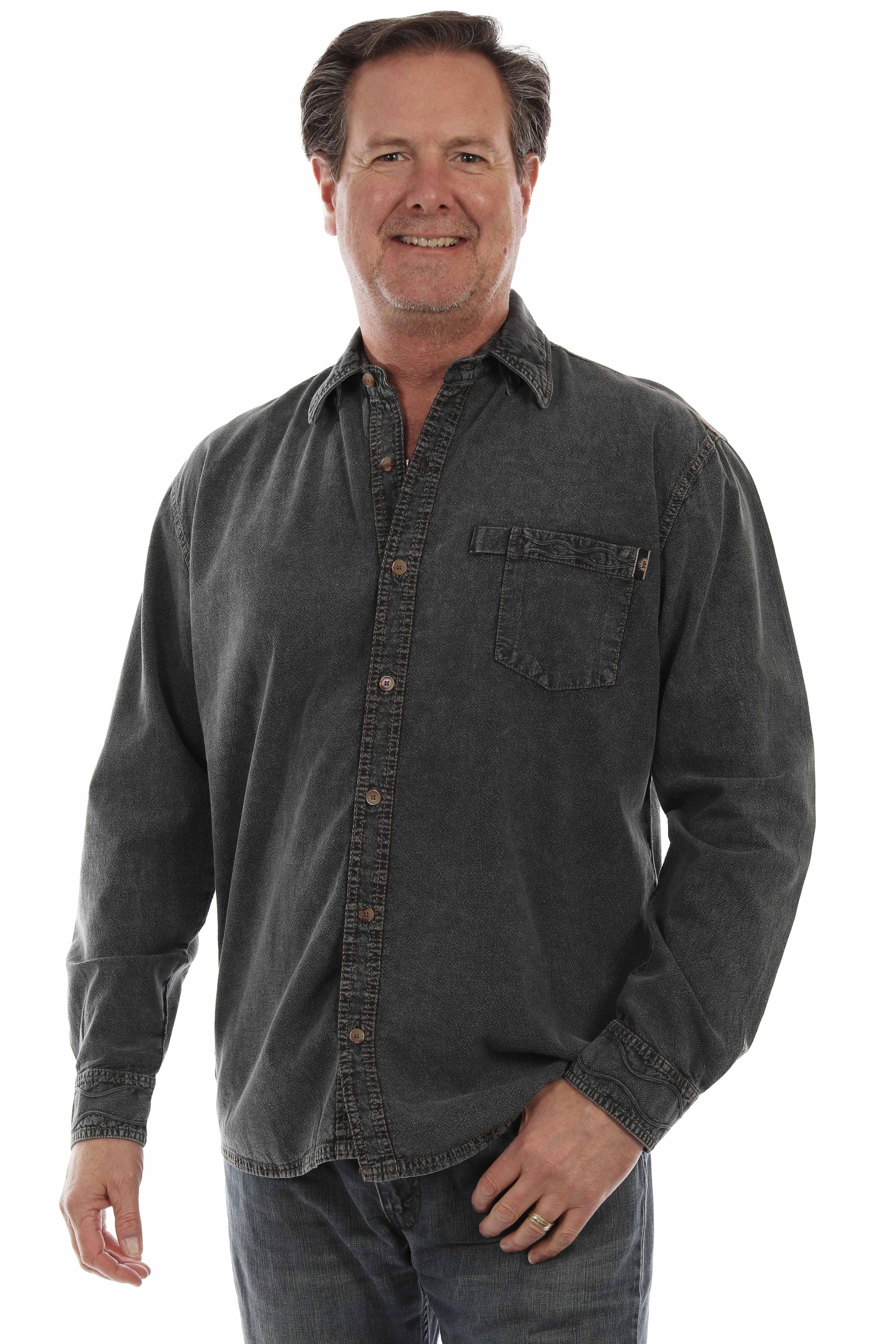 Long Sleeve Distressed Button Up - 5391
