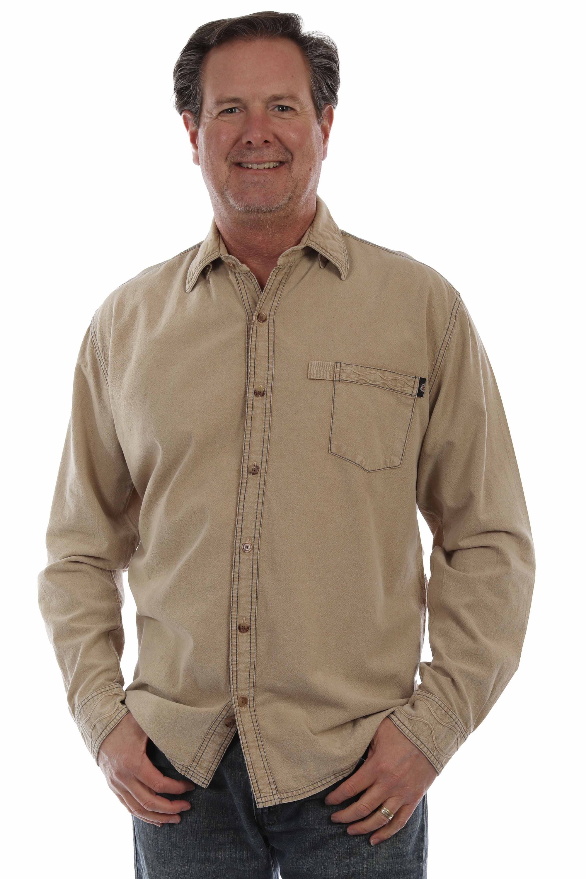 Long Sleeve Distressed Button Up - 5391