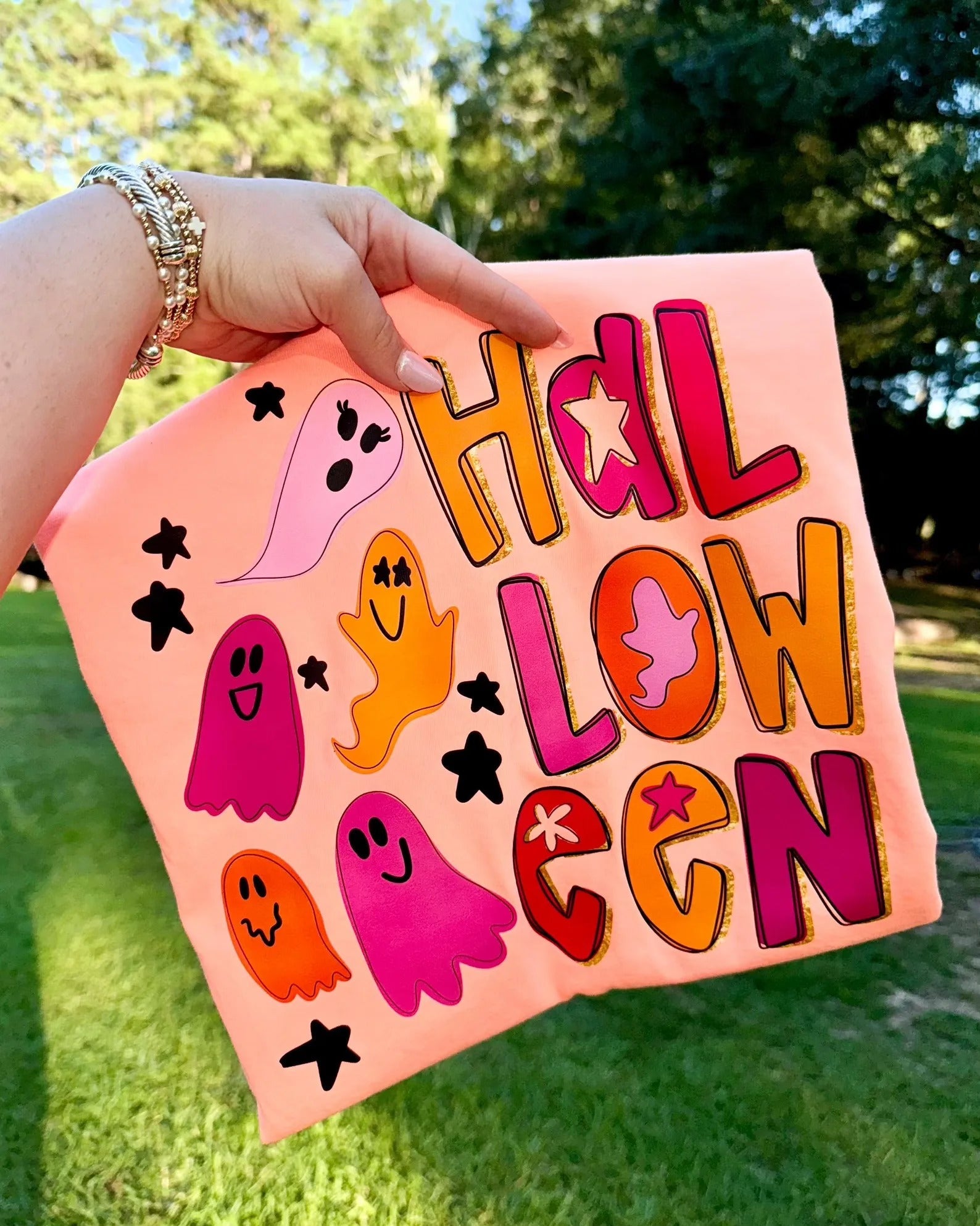 Pink halloween &amp; ghost tee or sweatshirt