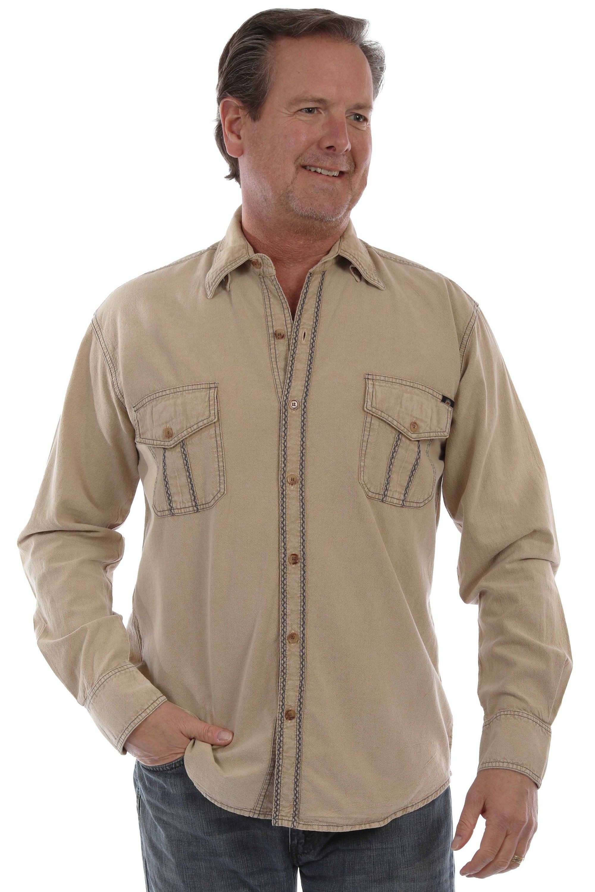 L/s Button Front W/contrast Stitch - 5392