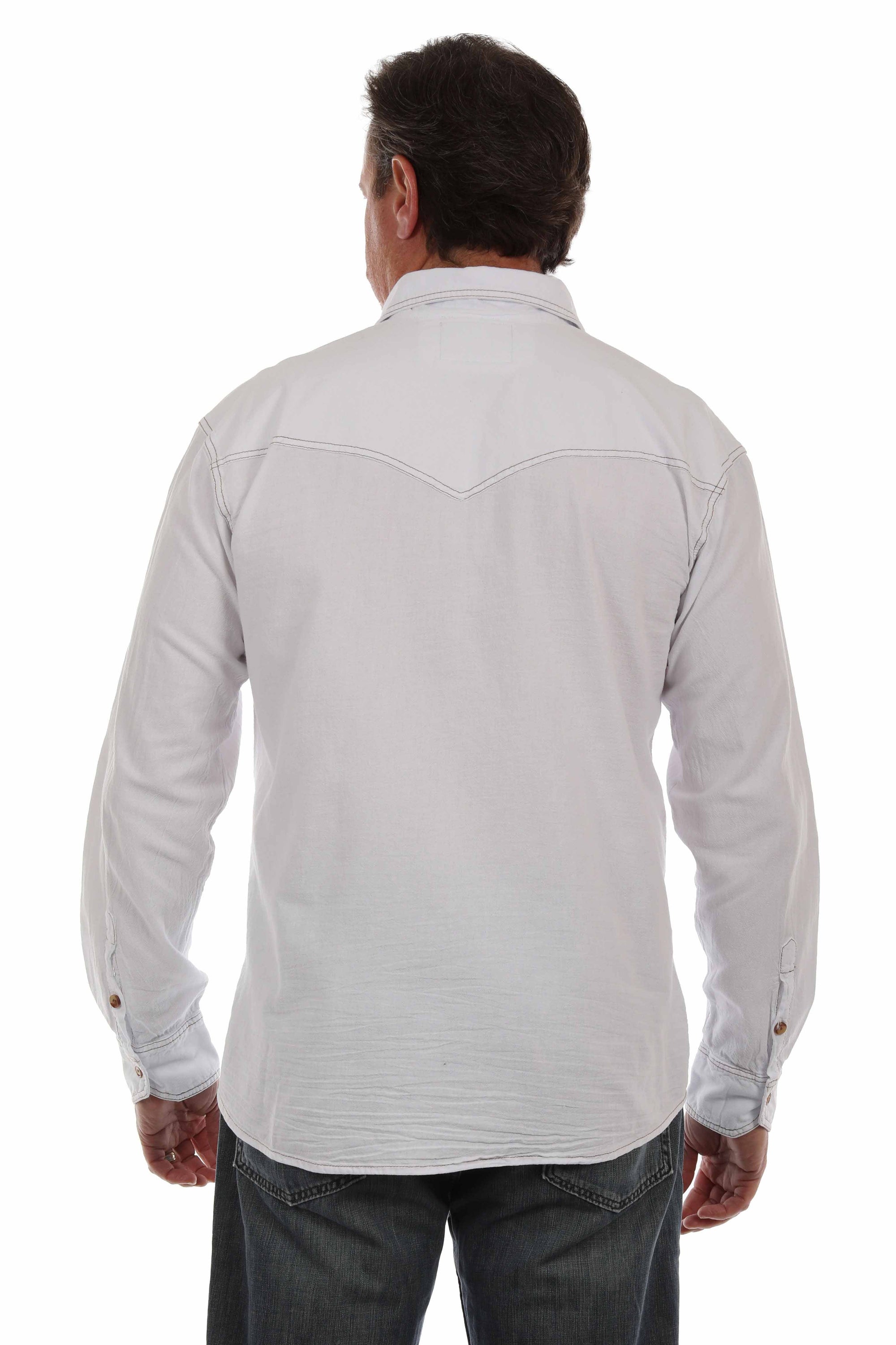 L/s Button Front W/contrast Stitch - 5392