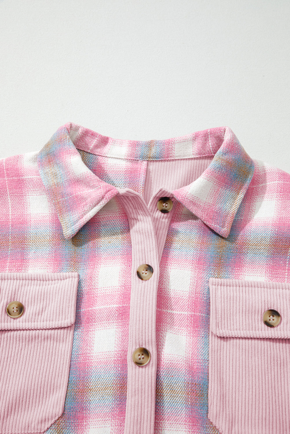 Sophia Corduroy Flap Patchwork Shacket