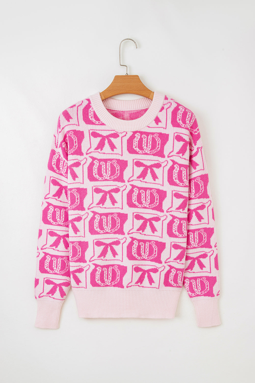 Western Bows &amp; Horseshoes Long Sleeve Sweater