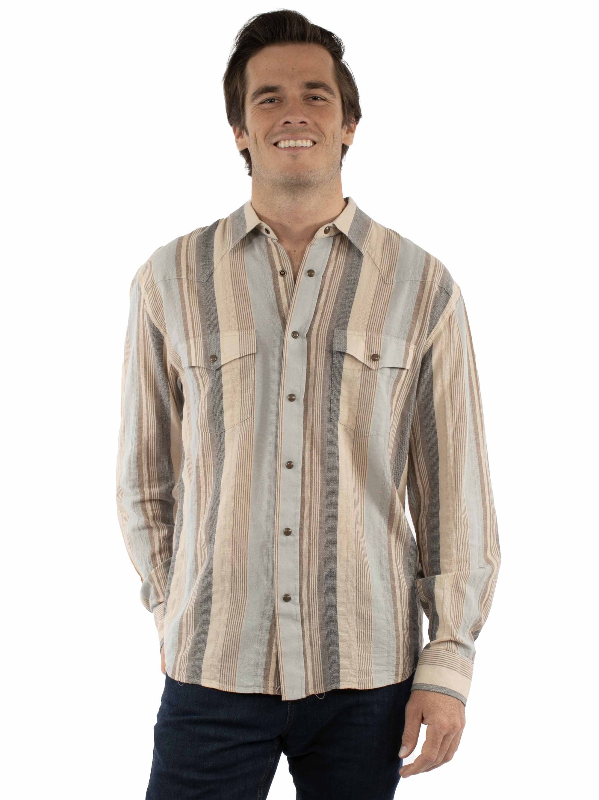 L/s Stripe Shirt Western Yokes/snaps - 5407