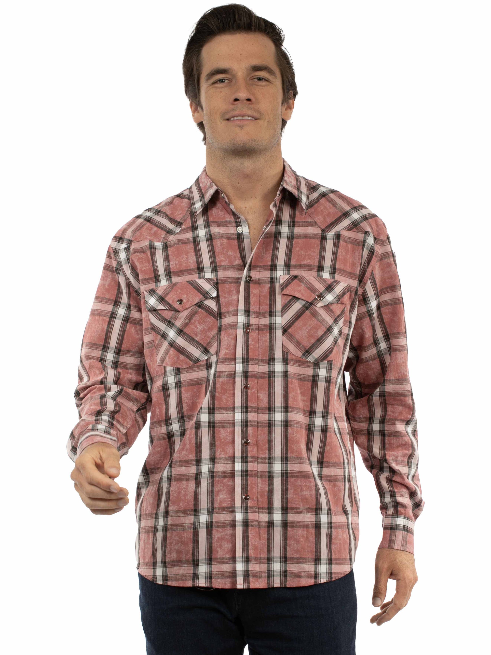 L/s Plaid Shirt W/western Yokes/snap - 5408