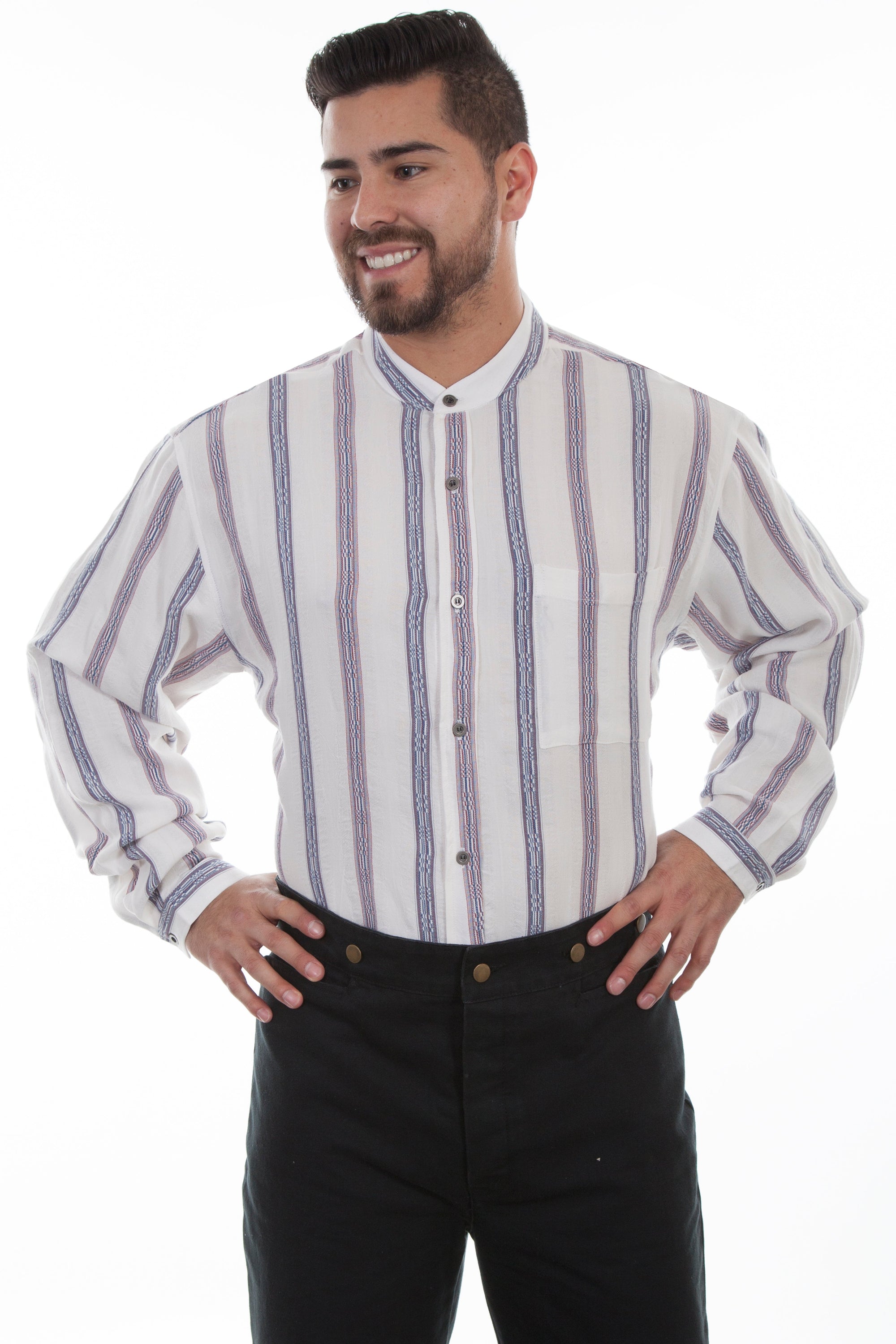 Dobby Stripe Button Front - 541720X