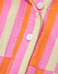 Teresa Stripe Crinkled Half PLUS Blouse