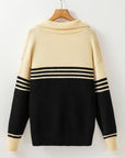 Briella Colorblock Stripe Collared Sweater
