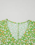 Floral Ruffle Sleeve V-Neck Blouse