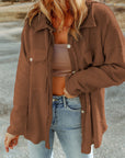 Solid Reverse Seam Button-Front Terry Shacket