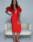 Feathered Bandage Dress