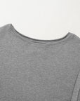 Waffle Knit Bishop Sleeve Side Split Top