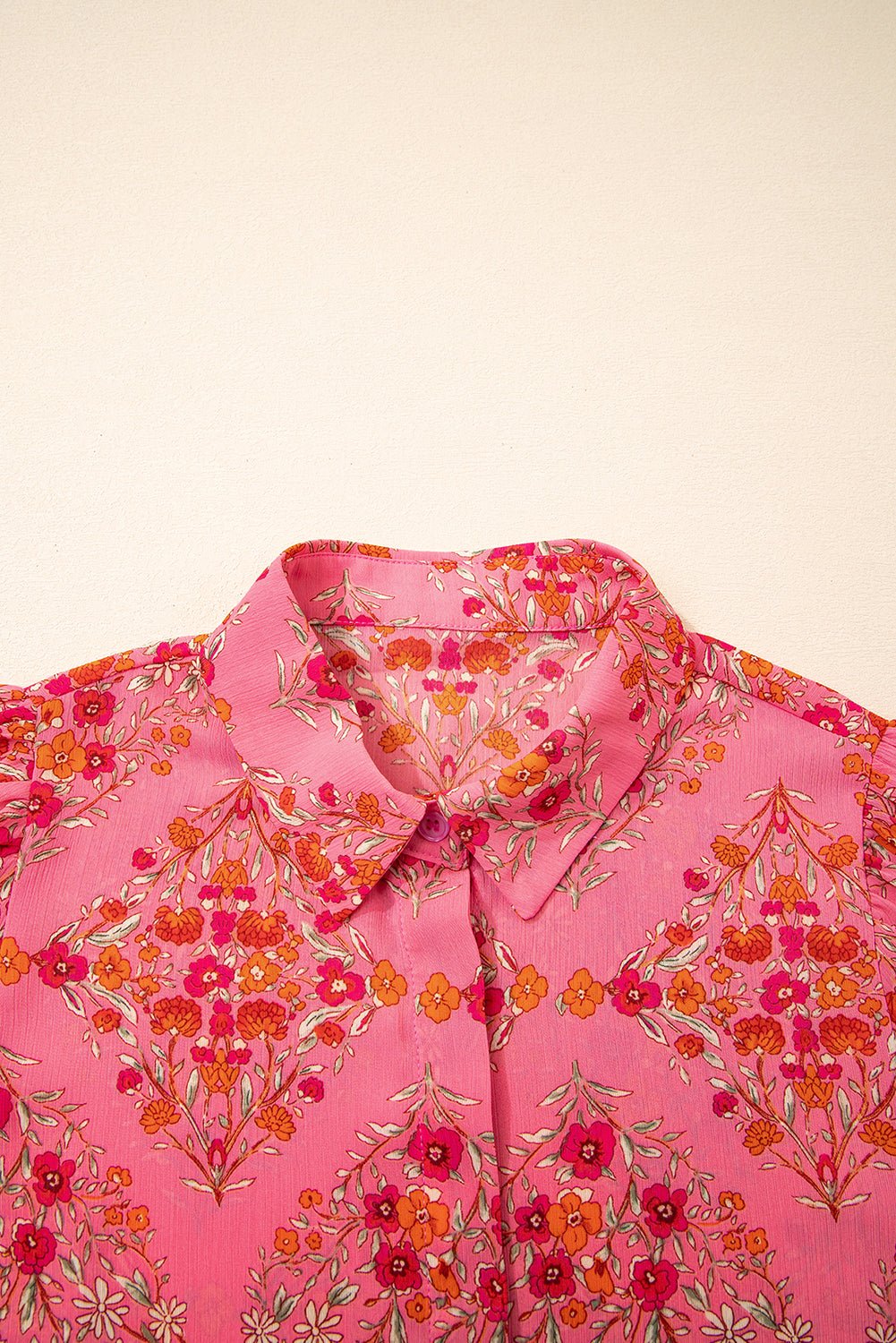 Floral Wide Short Sleeve Button Up Shirt