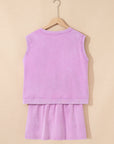 Mineral Wash Tank Top and Lined Split Skirt Set