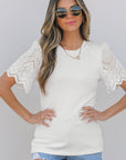 Kora Eyelet Pattern Short Sleeve Top
