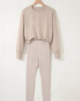 Solid Oversize Sweatshirt and Ribbed Leggings Set