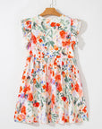 Floral Double Ruffle Sleeve V-Neck Mini Dress