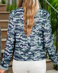 Camo Lace Patchwork Buttoned Long Sleeve Top