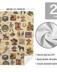 Vintage Cowboy Collage Set of 2 Dish Towels Made in America