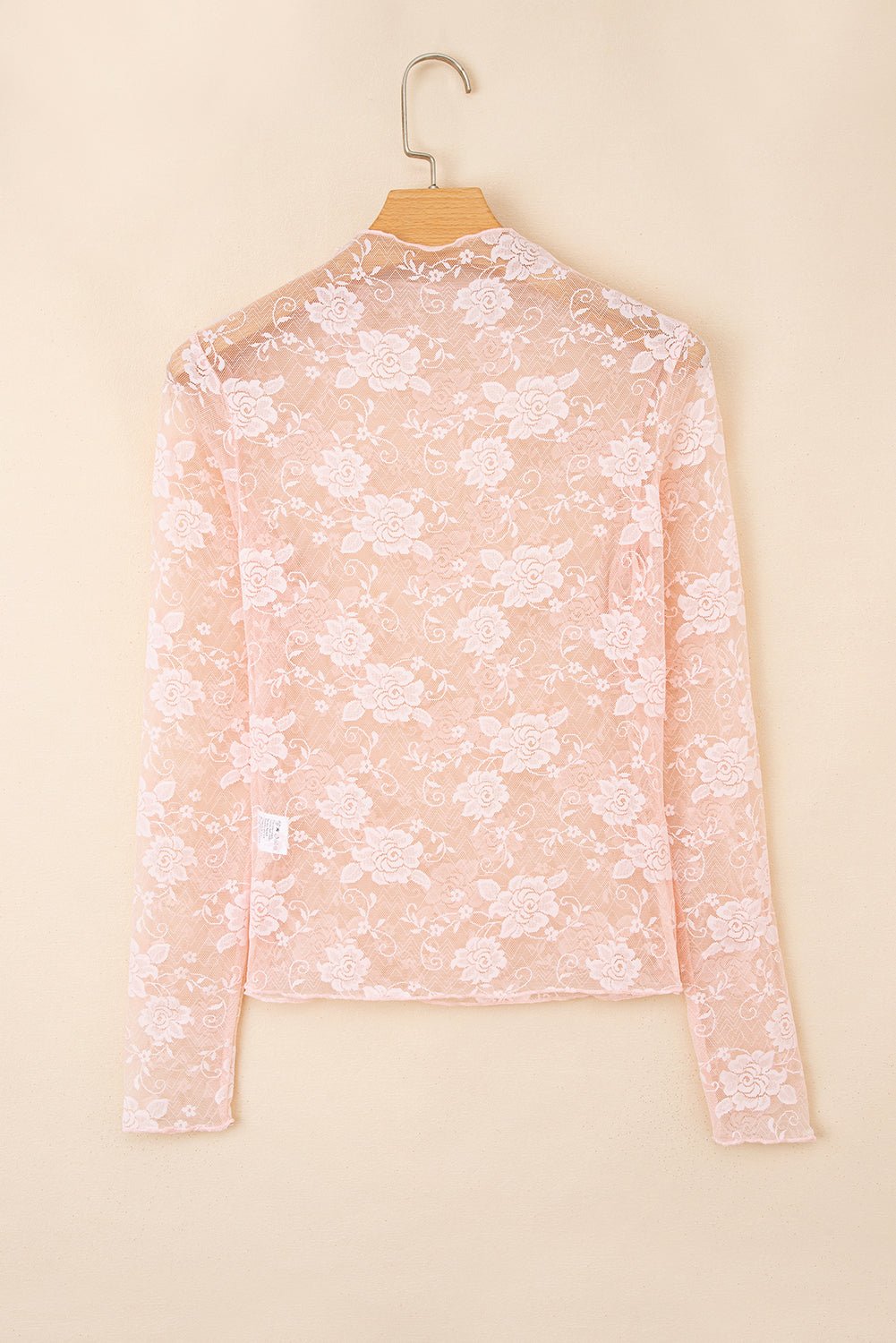 Myla Sheer Floral Lace Mesh Mock Neck Long Sleeve Top
