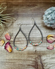 3 mm teardrop earrings Sterling Silver Pearls with orange spiny/Turquoise