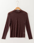 Ruth Sheer Mesh Patterned Lettuce Trim Top