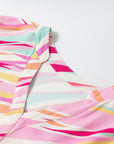 Abstract High Low Short Sleeve Blouse