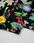 Flower Tiered Flutter Sleeve V-Neck Blouse