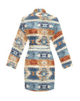 Aztec Women's Long Sleeve Belted Satin Feel Dressing Lounge Robe