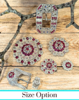Bright Silver Fuchsia - AB Crystal Conchos - Sizes from 1"- 3" and Buckles