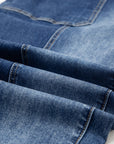 Denim Raw Hem Drawstring Wide Leg Pants