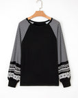 Stripe Patchwork Raglan Long Sleeve Top