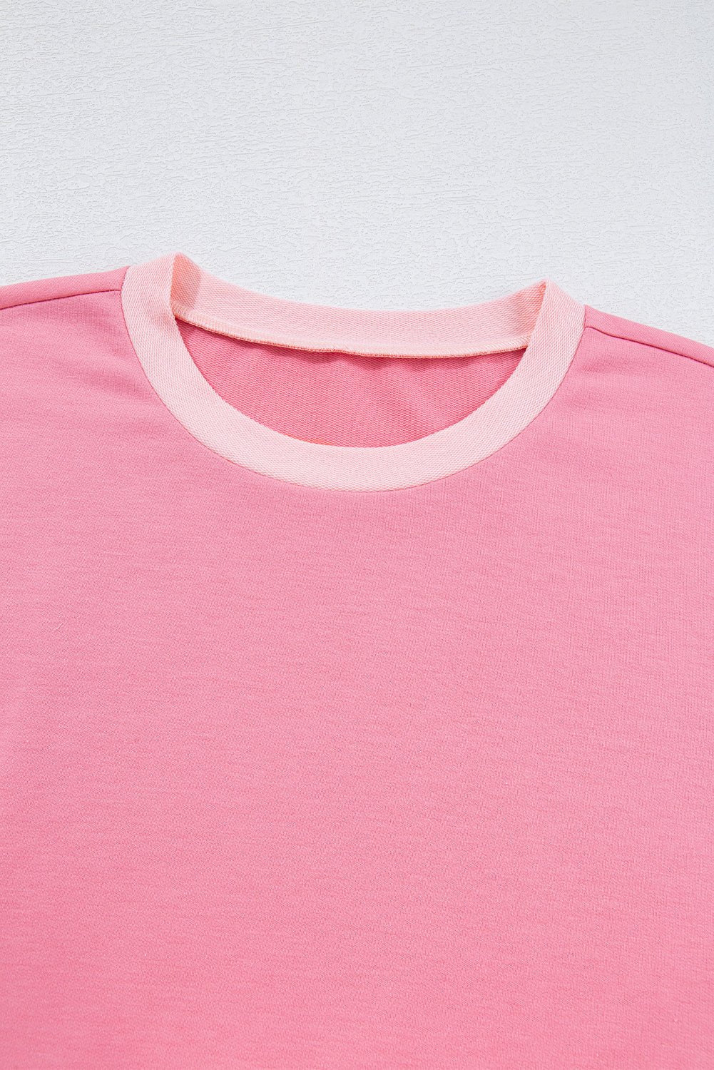 Colorblock 3/4 Sleeve Raw Seam High-Low Top