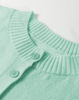 Solid 3/4 Sleeve Boxy Button-Down Cardigan