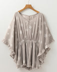 Star Crinkle Textured Kimono Ruffle Sleeve Romper