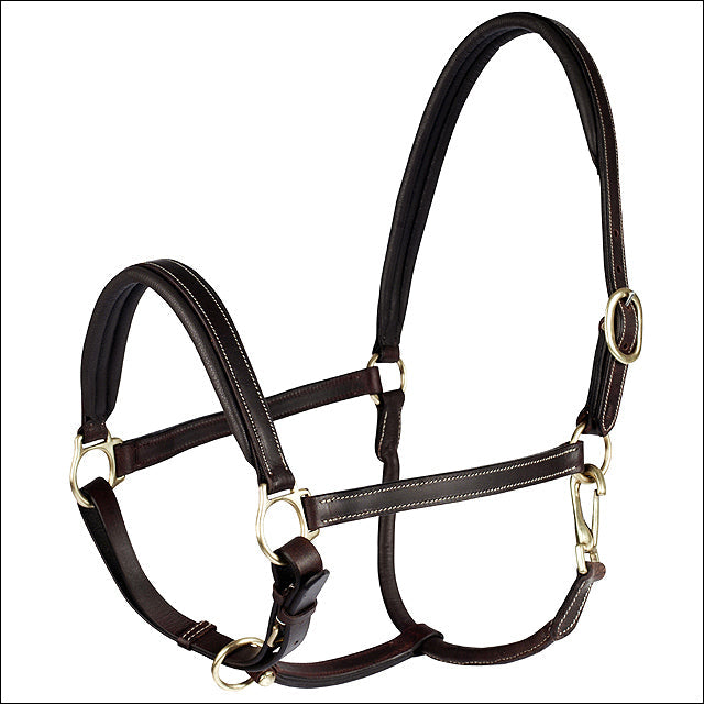 Horze Leather Largo Halter-Dark Brown-Extra Full