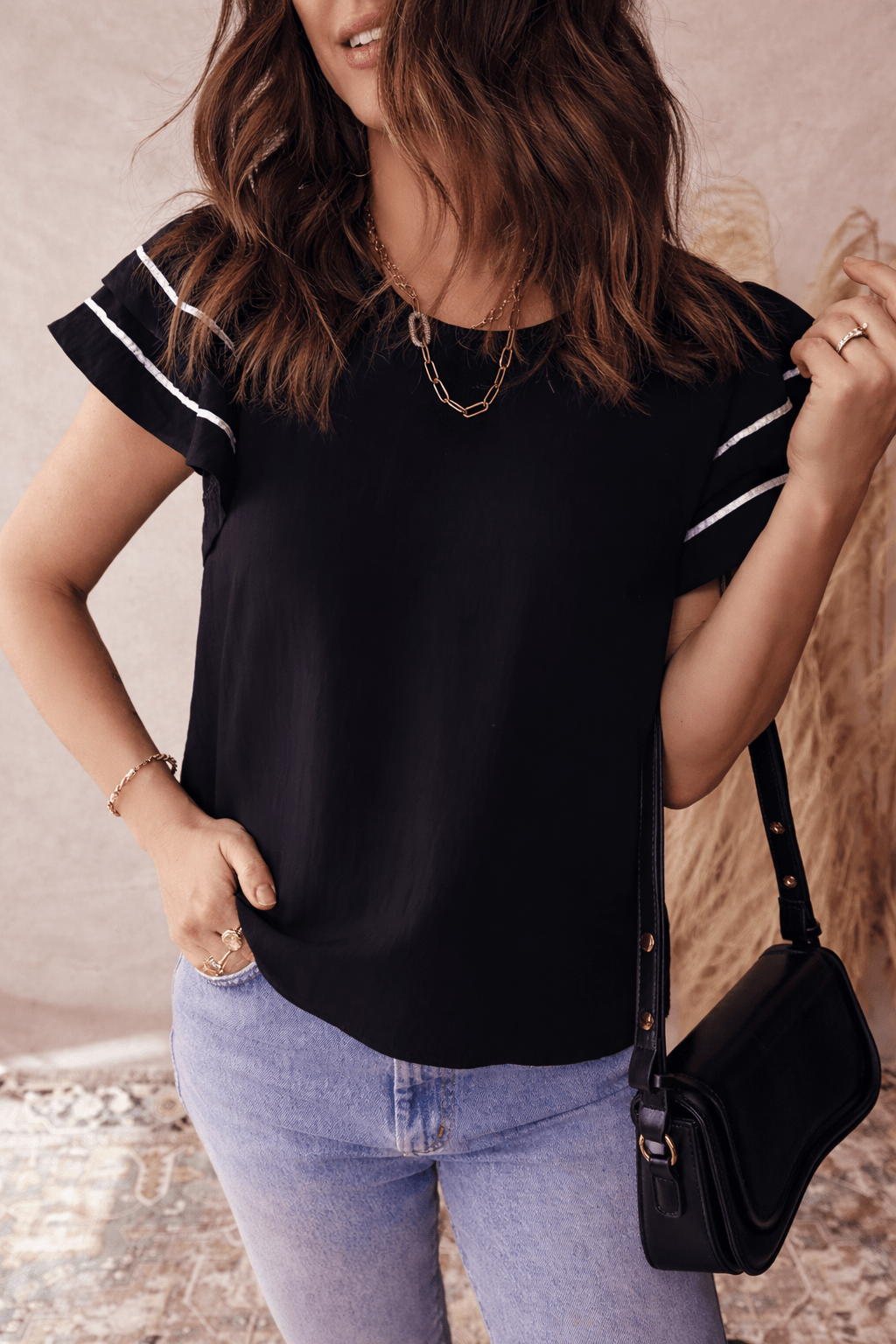 Amani Short Sleeve Textured Blouse