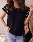 Amani Short Sleeve Textured Blouse