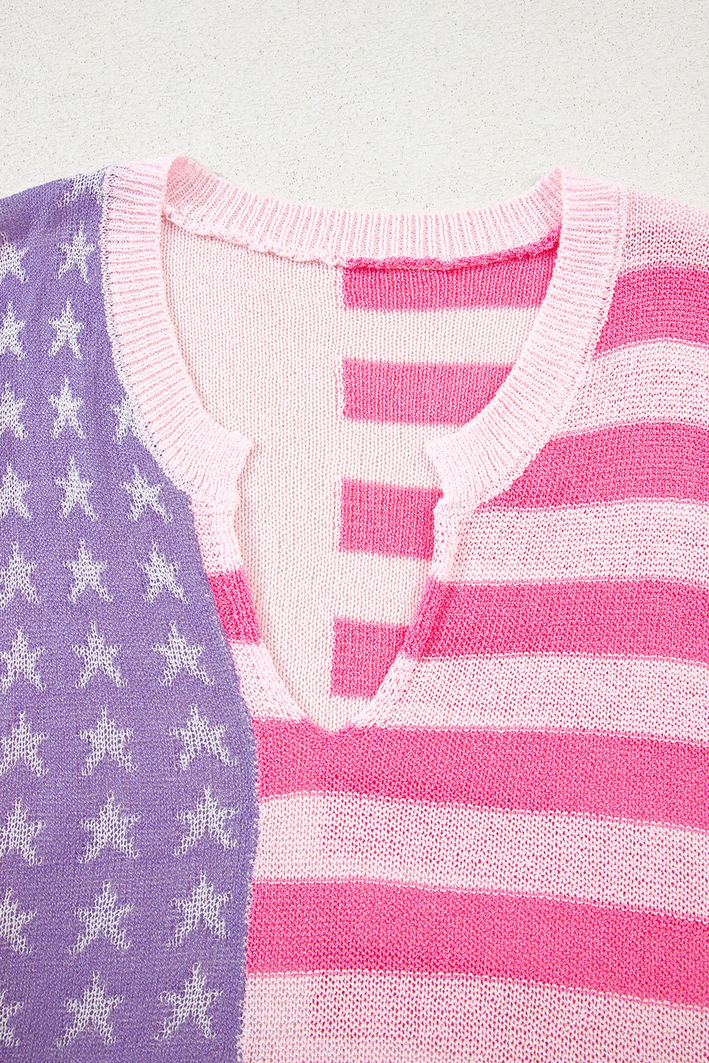 USA Flag Notch Neck Sleeveless Sweater Top