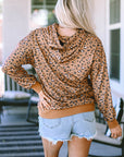 Leopard Long Sleeve Drawstring Hoodie