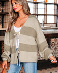 Amara Striped Knit Bow Tie Front Sweater Cardigan